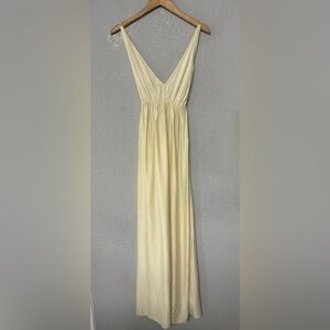 Pampelone Cream Criss‎ Cross Back Deep V Neck Maxi Dress Size S